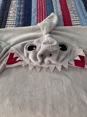 Gray Shark Hooded Kids Wrap-around  Blanket